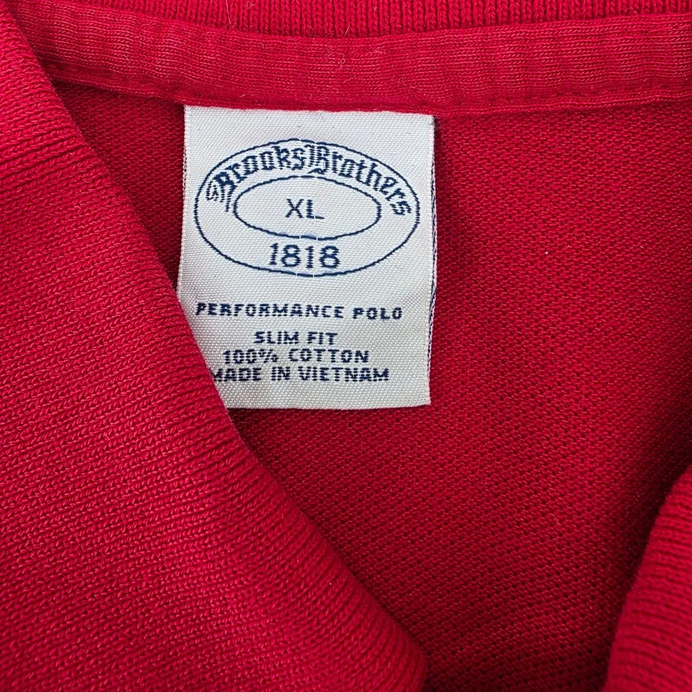 Brooks Brothers 1818‎ Performance Polo Shirt Mens XL Slim Fit Red Cotton Golf - Picture 4 of 6